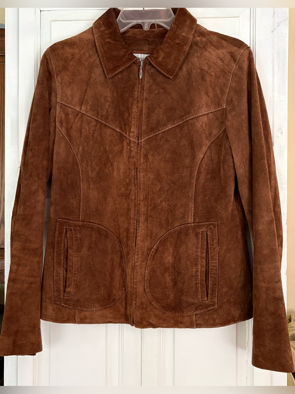 Wilsons Leather Brown Suede Zip-Front Women's Jacket Size Medium